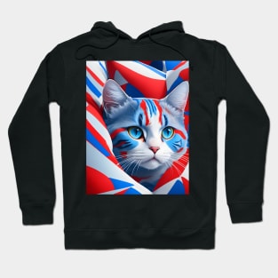 Red White And Blue Cat Hoodie